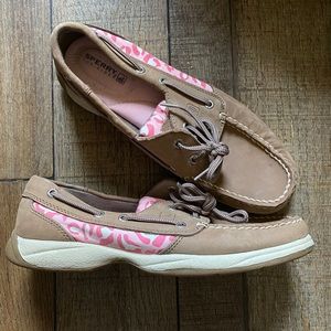 Women’s sperrys pink leopard print leather size6
